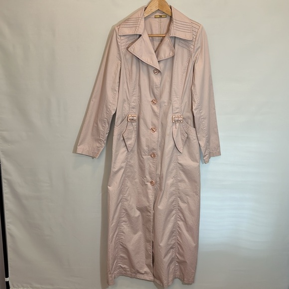 TNH Collection Womens Trench Coat Size 40 M Vintage Preppy Dusty Rose Minimalist - Picture 1 of 16